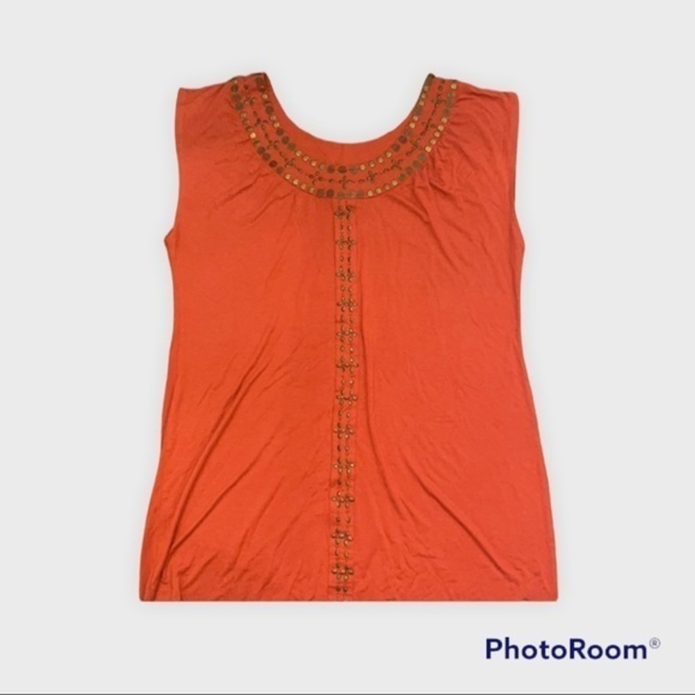Rust and bronze sleeveless top 112